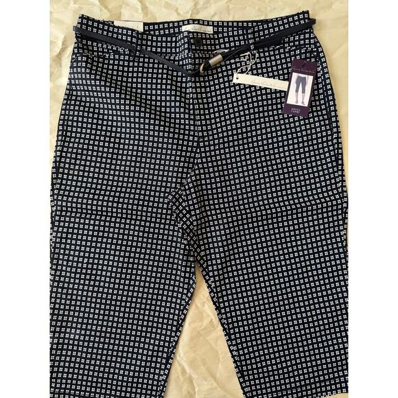 Gloria Vanderbilt Anita Belted Capri Pants Black White Size 18 - Picture 2 of 6